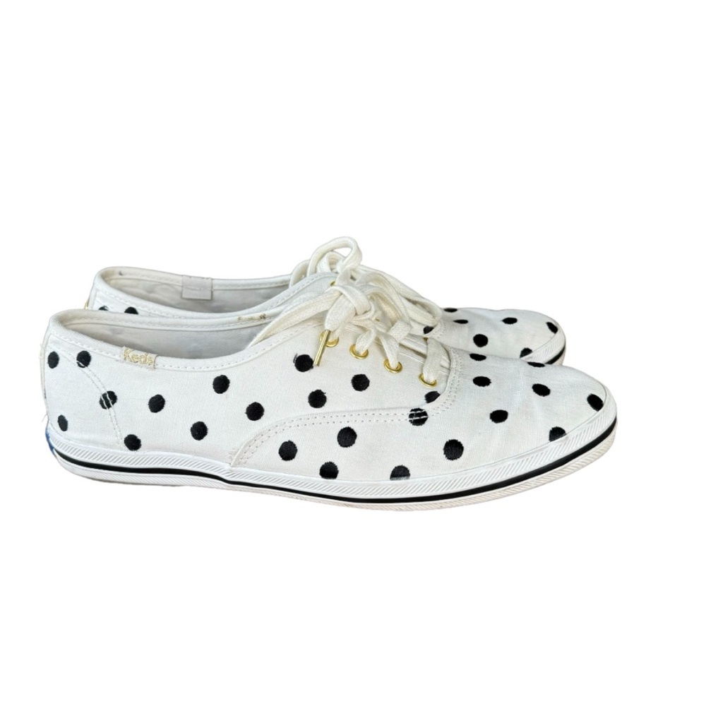 Kate Spade New York Keds Women's White Sneakers With Black Polka Dots Size 6.5 - Picture 1 of 8